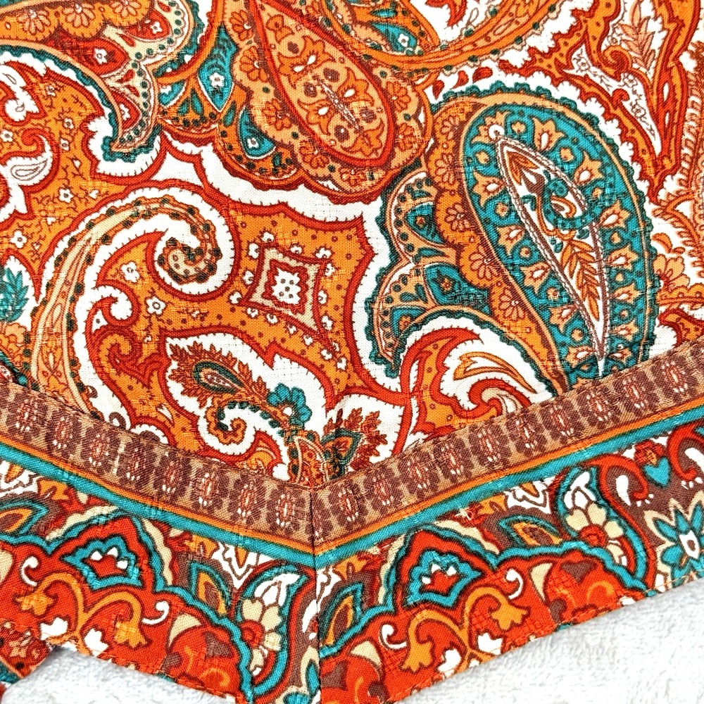 NWT Band of The Free Women's S Adella Orange Paisley Handkerchief Crop Top - Picture 4 of 16